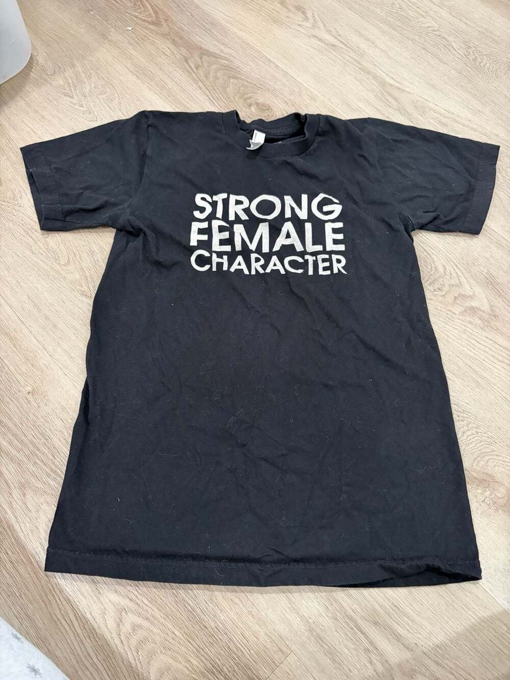 American Apparel Strong Female Character T-Shirt Size S Black Geeks Out